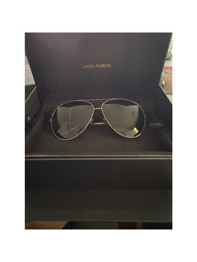 Women's Linda Farrow Sunglasses Silver Aviator LFL/398/4 Titanium